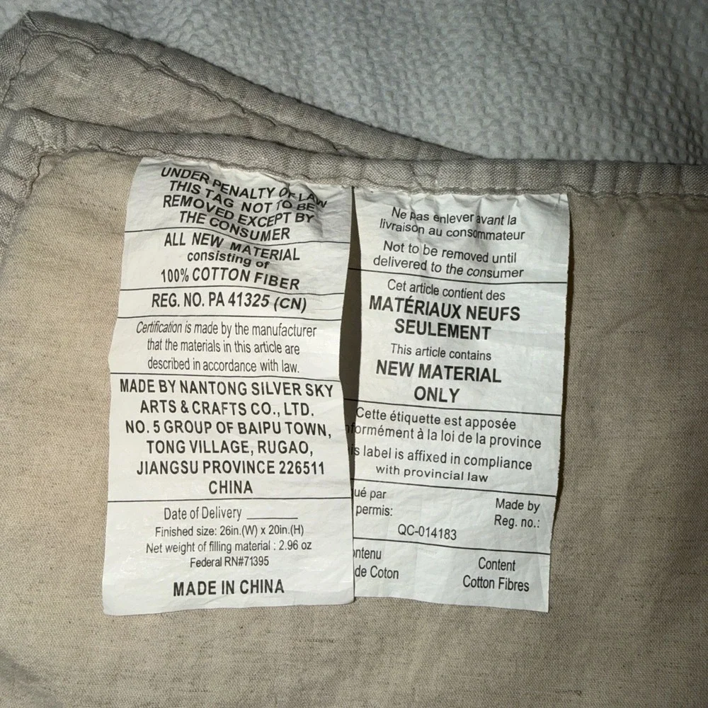 Pottery Barn Set Of 2 Pillow Shams 100% Linen Standard Beige 20 x 26